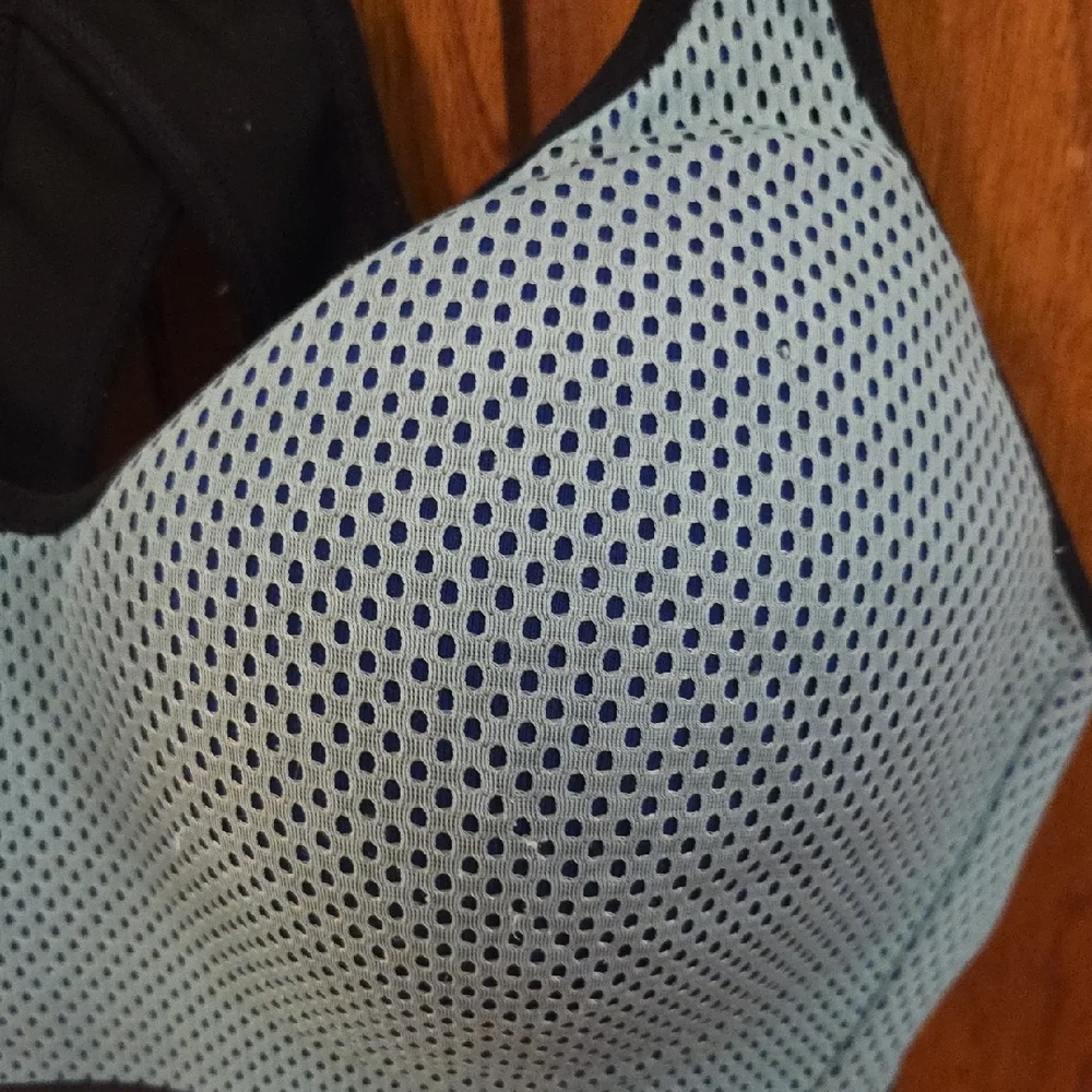 Women's Black and Blue Sports Bra - Picture 2 of 5